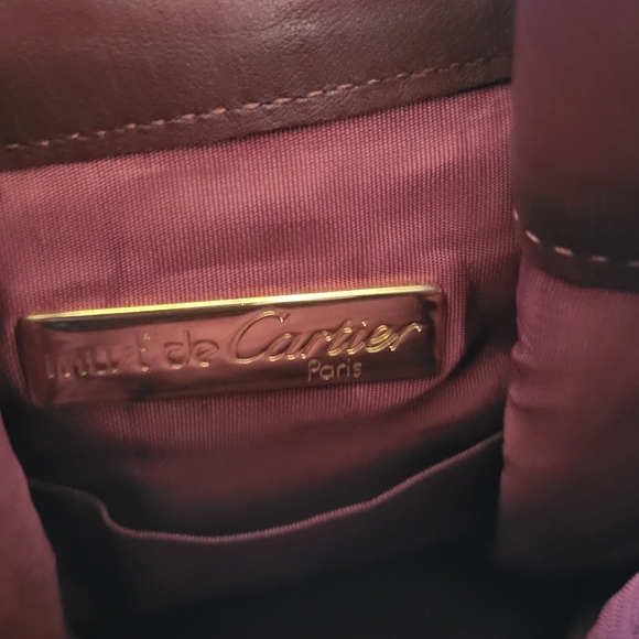 Cartier Must Line Drawstring Shoulder Bag Bordeaux Leather ...Authentic.. - Picture 10 of 14